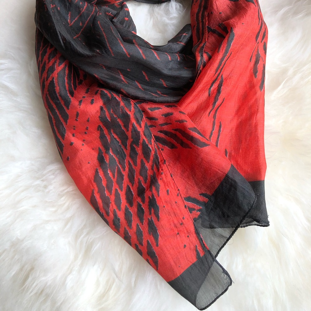 Brown and Red Fall Silk Scarf